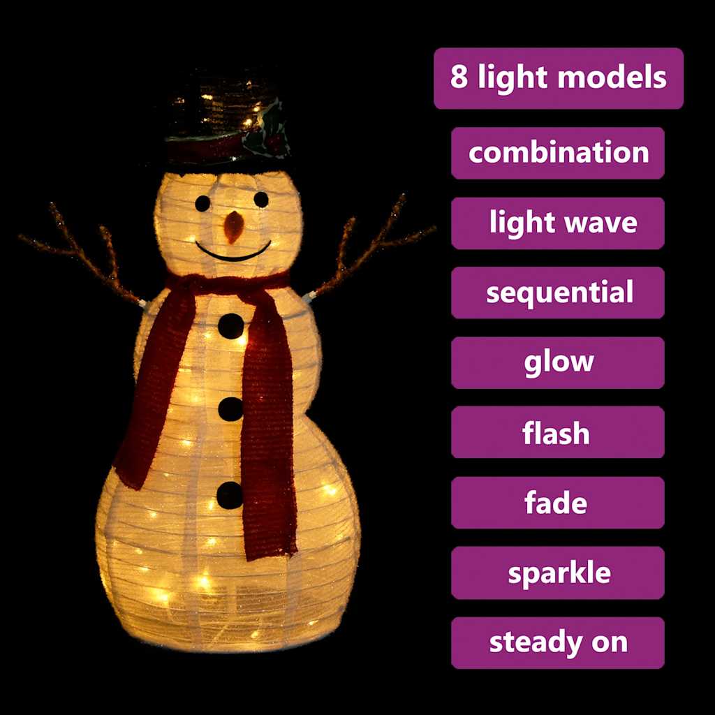 Vidaxx pupazzo di neve decorativo LED 60 cm tessuto di lusso