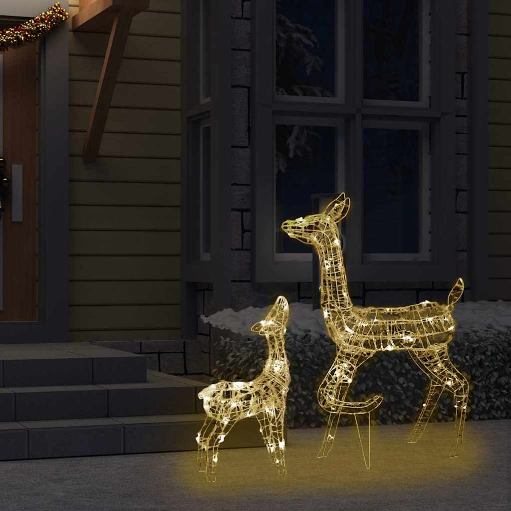 Vidaxl Decoraciones navideñas Familia de renos 160 LED acrílico blanco cálido
