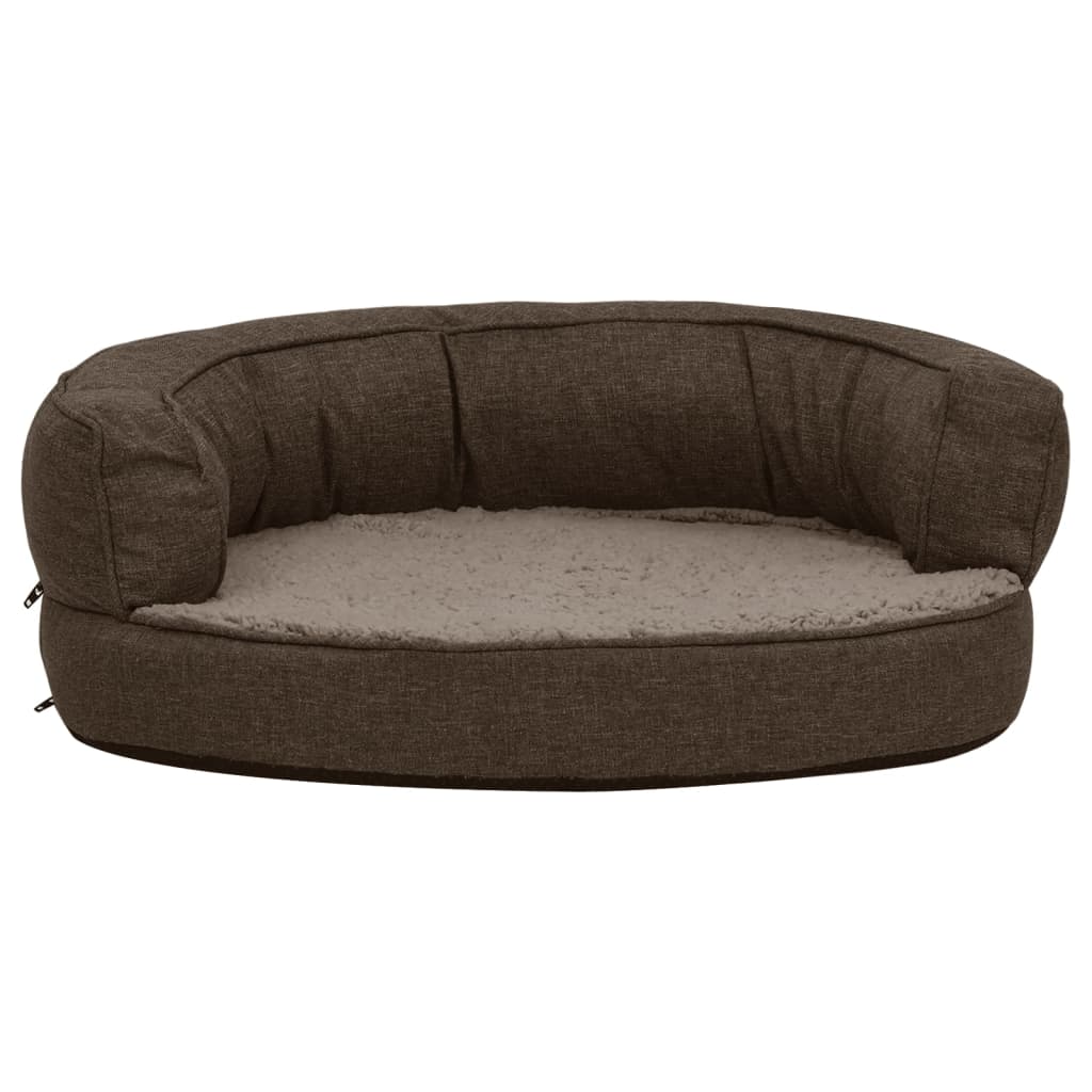 Vidaxl cama para perros lino ergonómico-aspecto 60x42 cm vellón marrón