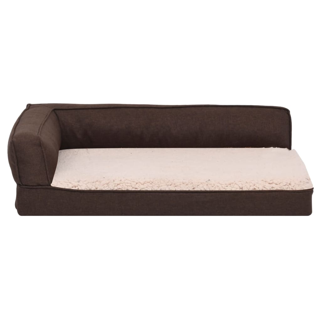 Vidaxl cama para perros lino ergonómico-aspecto 75x53 cm vellón marrón