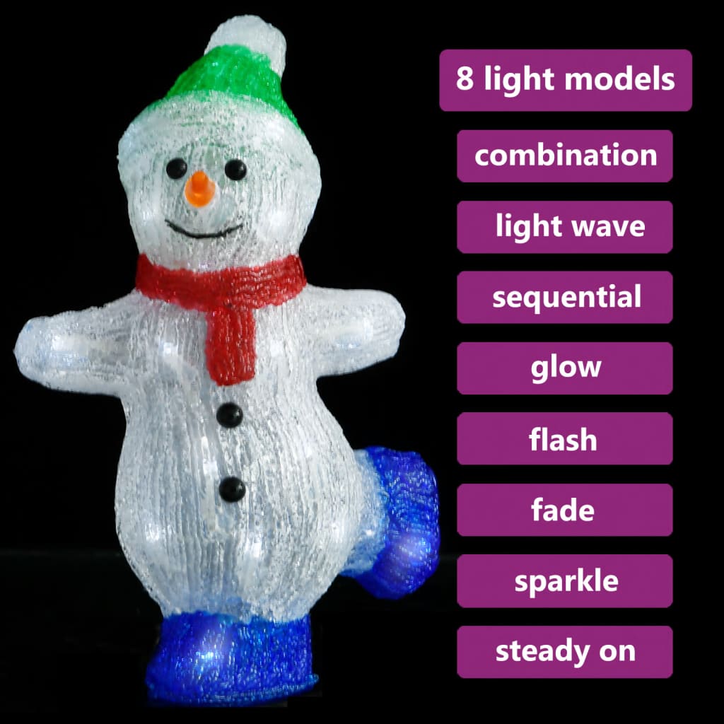 Vidaxl Christmas Figure Snowman LED all'interno e all'esterno di 30 cm acrilico