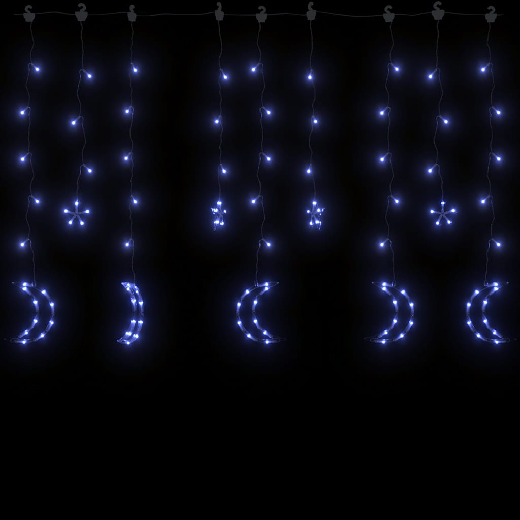 Vidaxl Light Garland Star and Moon Remote Control 138 LED blu