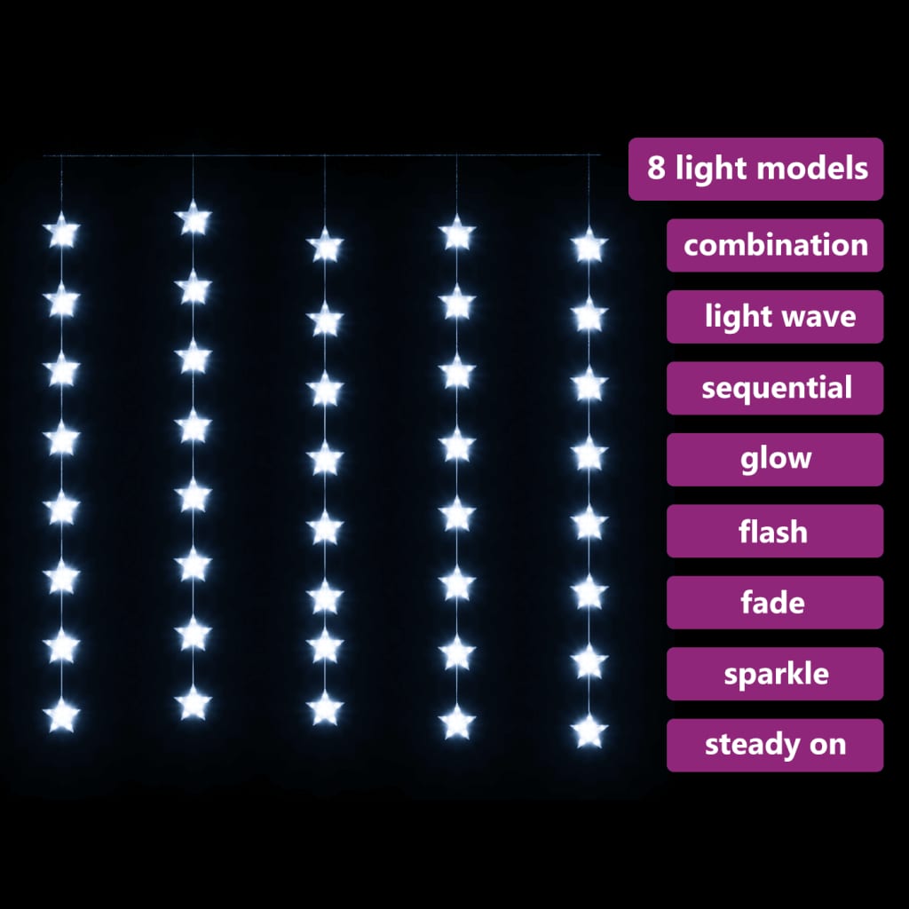 Vidaxl Light Corder stelle con 200 LED e 8 funzioni Bianco freddo