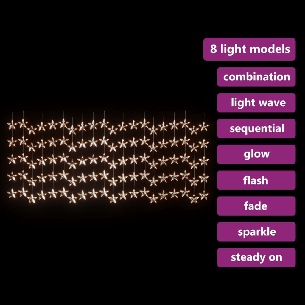 Vidaxl Light Corder stelle con 500 LED e 8 funzioni White calda