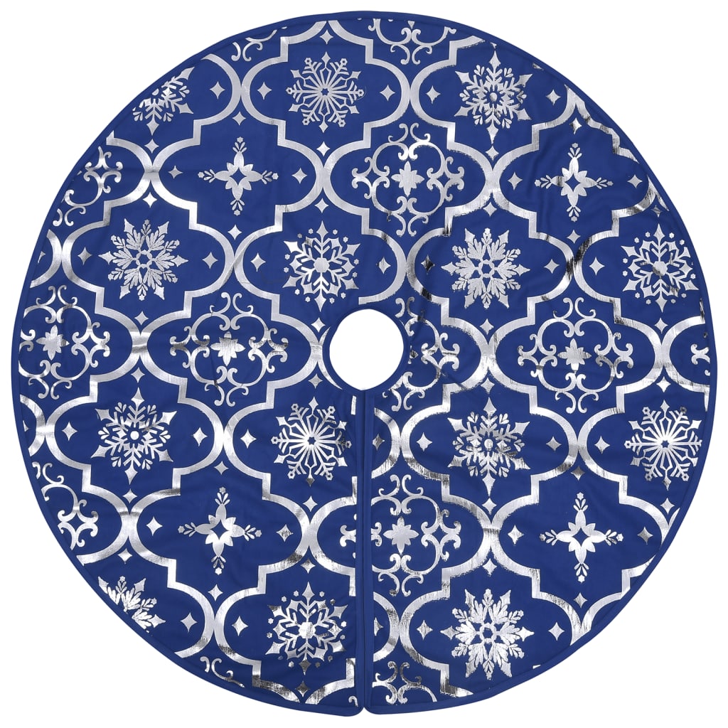 Vidaxl Falda de árbol de Navidad Luxury con calcetín de 150 cm de tela azul