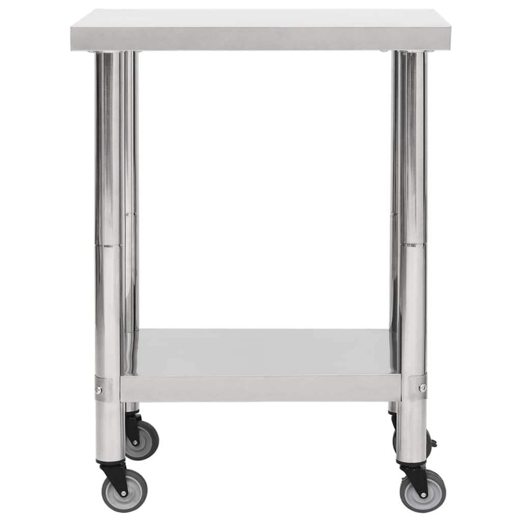 Mesa de trabajo de cocina Vidaxl con ruedas 80x30x85 cm de acero inoxidable