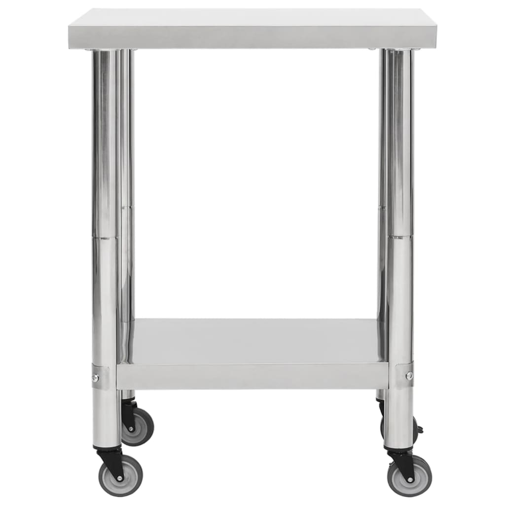Mesa de trabajo de cocina Vidaxl con ruedas 80x45x85 cm de acero inoxidable