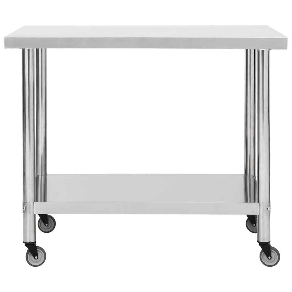 Mesa de trabajo de cocina Vidaxl con ruedas 80x60x85 cm de acero inoxidable
