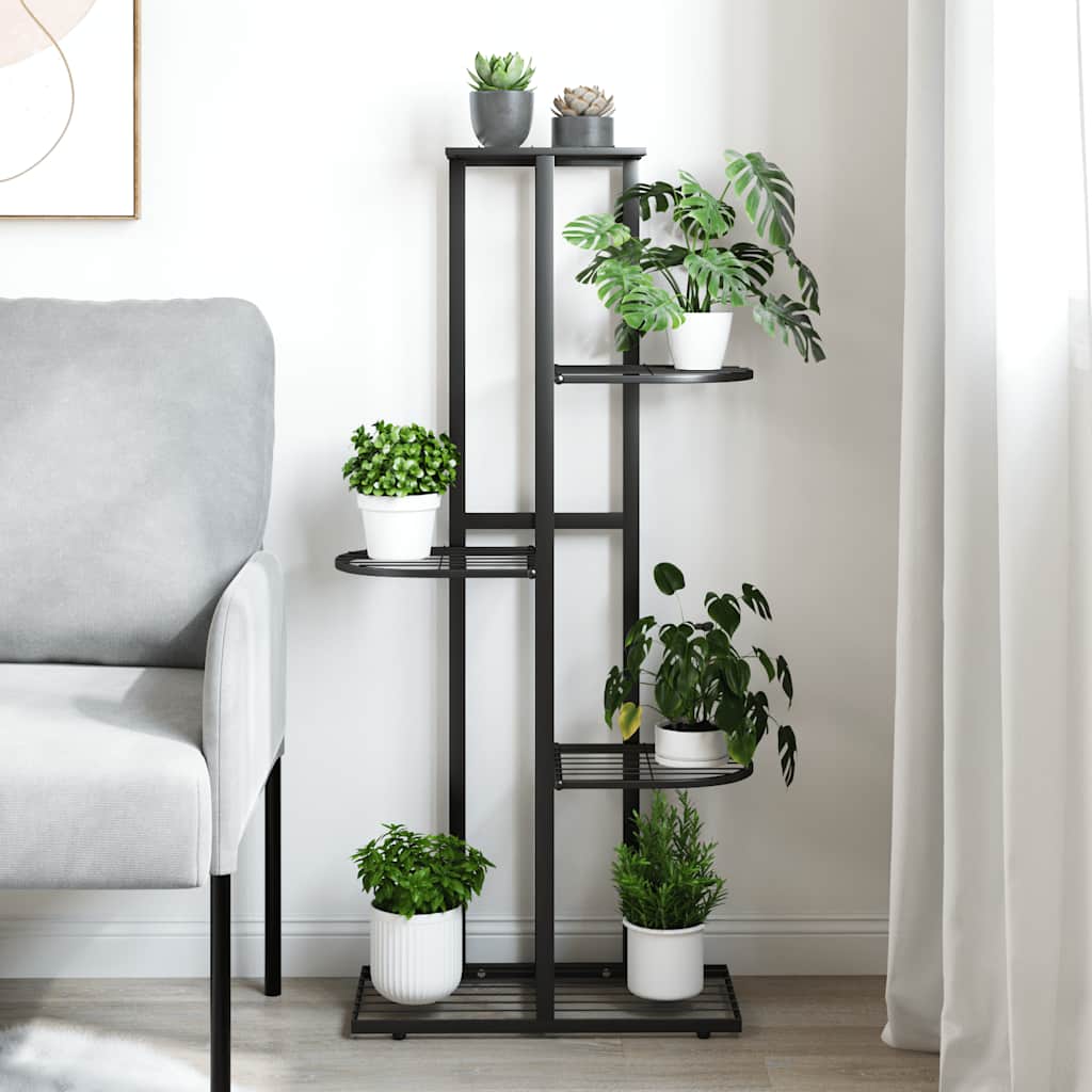 Estándar de flores Vidaxl con 5 capas 43x22x98 cm de metal negro