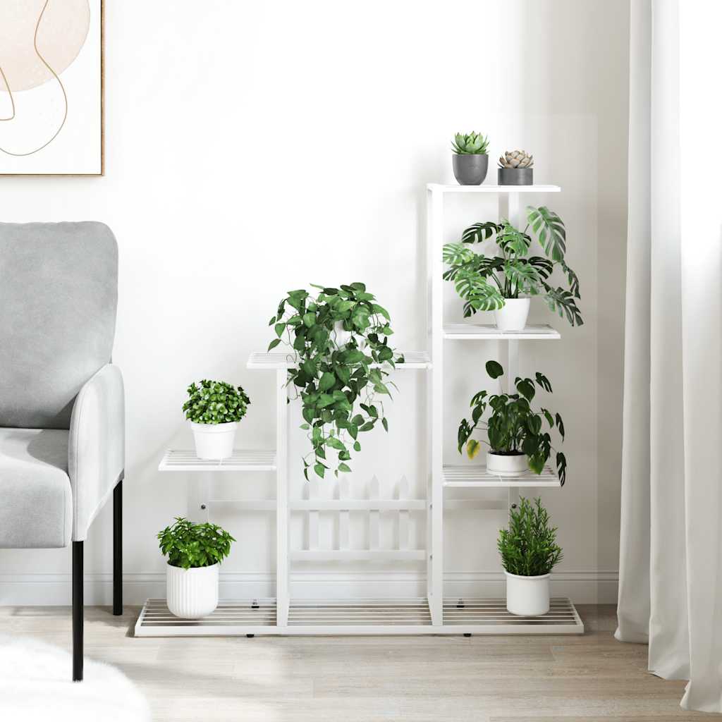Vidaxl Flower Standard 94.5x25x88 cm de metal blanco
