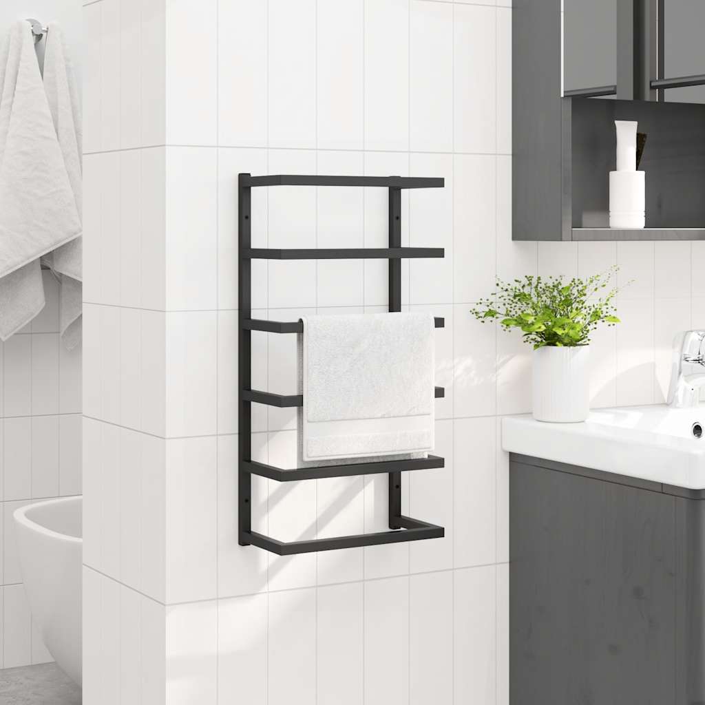 Rack per asciugamano Vidaxl 24x12x48 cm in acciaio nero