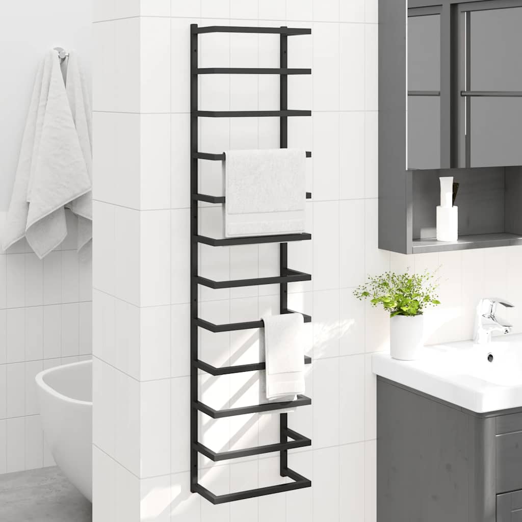 Rack per asciugamano Vidaxl 24x12x96 cm in acciaio nero