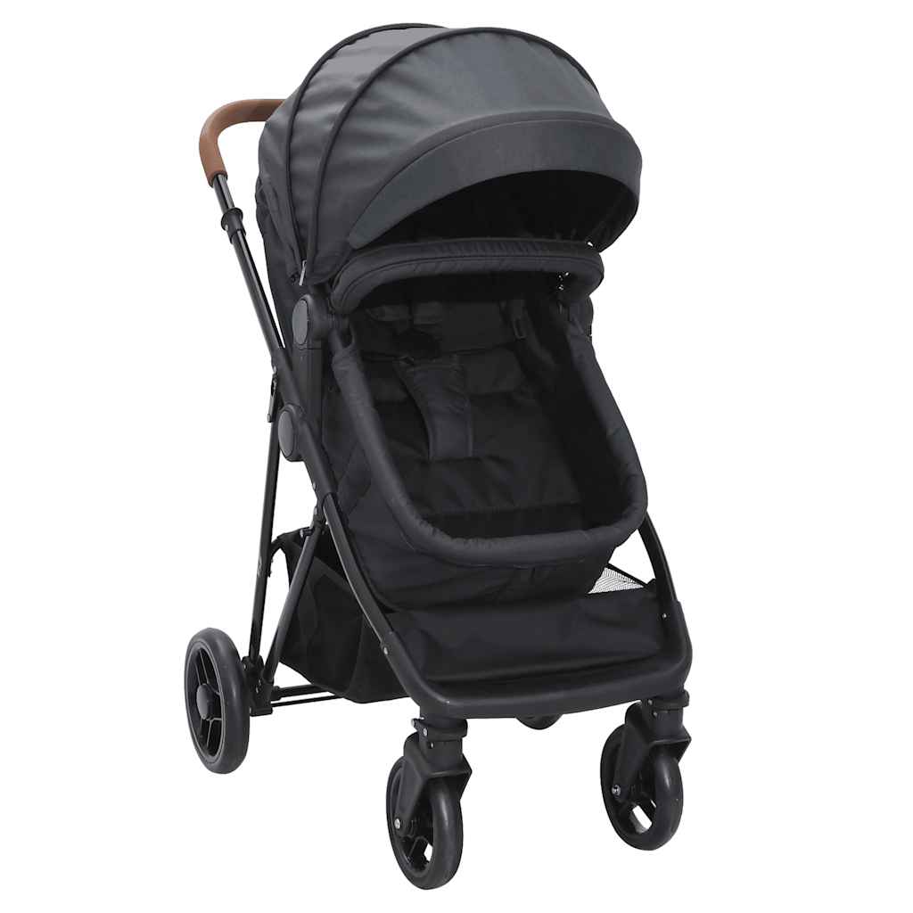 Silla de paseo vidaxl 2 en 1 acero antracita y negro