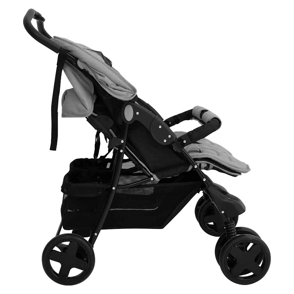 Cochecito VidaXL Twin Acero Gris Claro