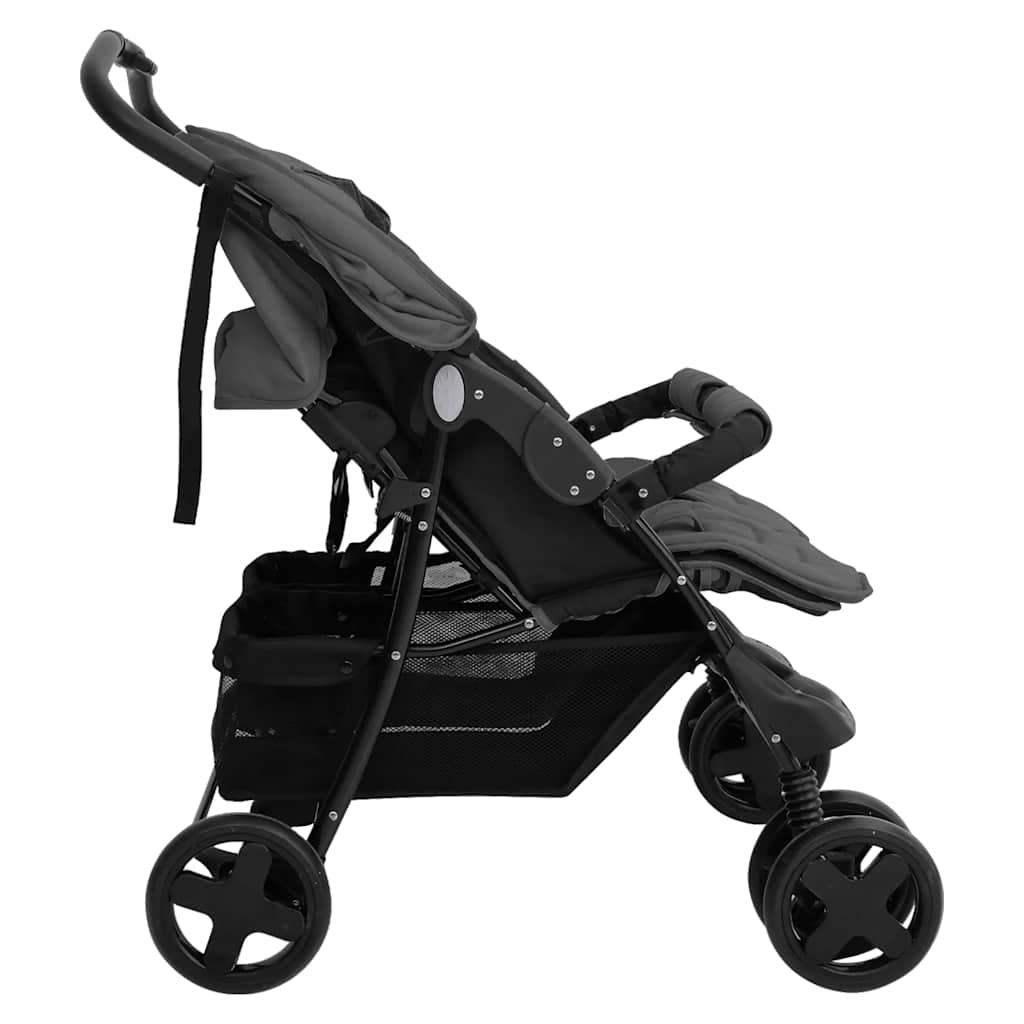 Cochecito VidaXL Twin Acero Gris Oscuro