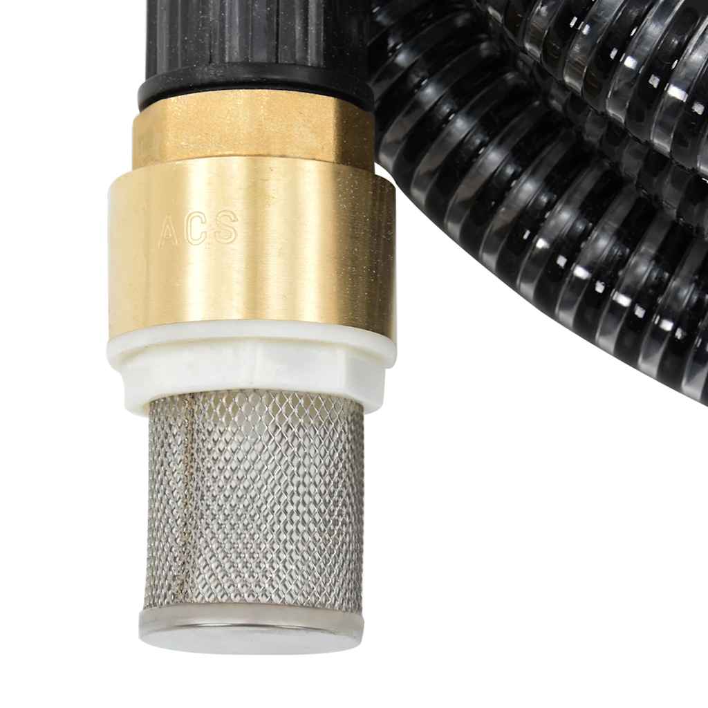 Vidaxl Sucking tubo con giunti in ottone 1.1 '' 3 m PVC nero