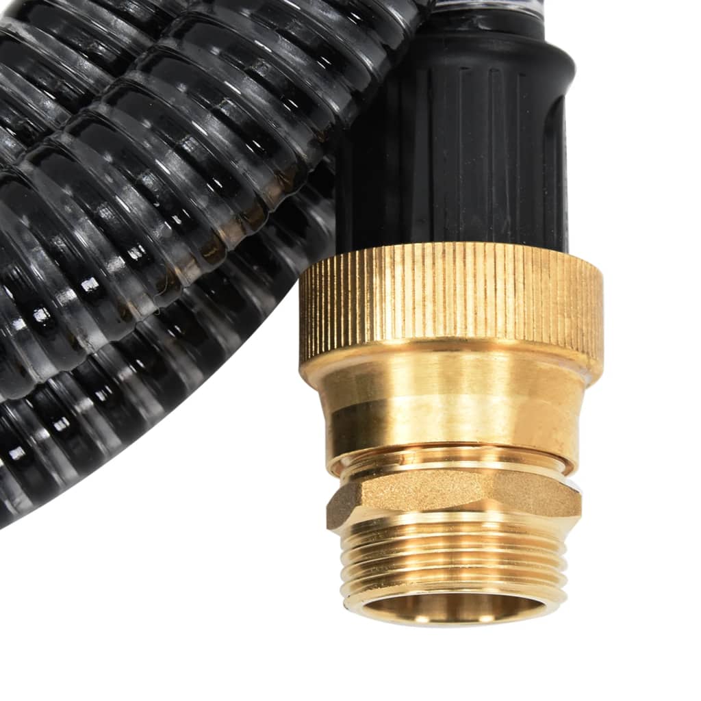 Vidaxl Sucking Manguera con acoplamientos de latón 1.1 '' 5 M PVC Negro