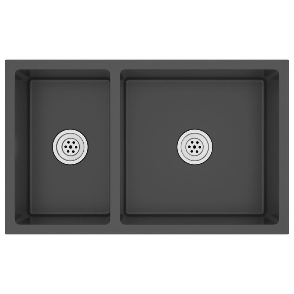 Vidaxl fregadero de acero inoxidable negro