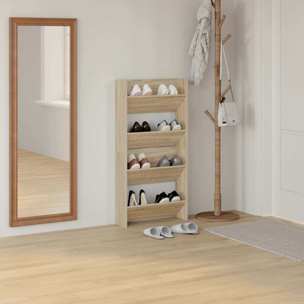 Vidaxx zapateros de pared 2 piezas 60x18x60 cm aglomerado roble sonoma