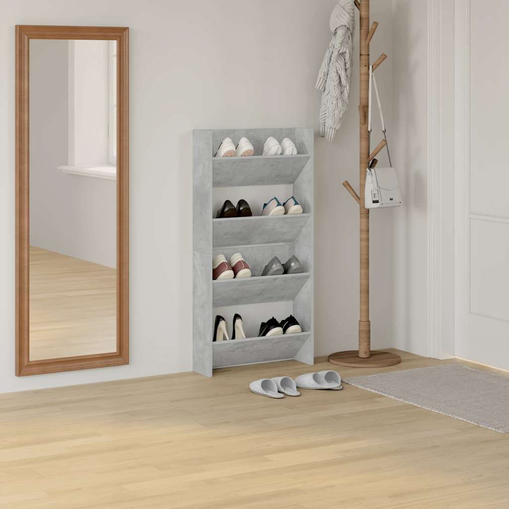 Vidaxx zapateros de pared 2 uds 60x18x60 cm aglomerado gris hormigón