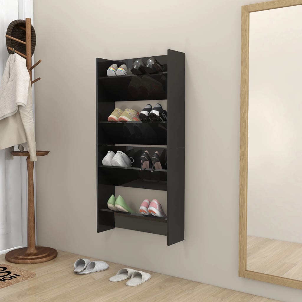 Vidaxl Wall Shoe Armates 2 St 60x18x60 cm in legno alto nero