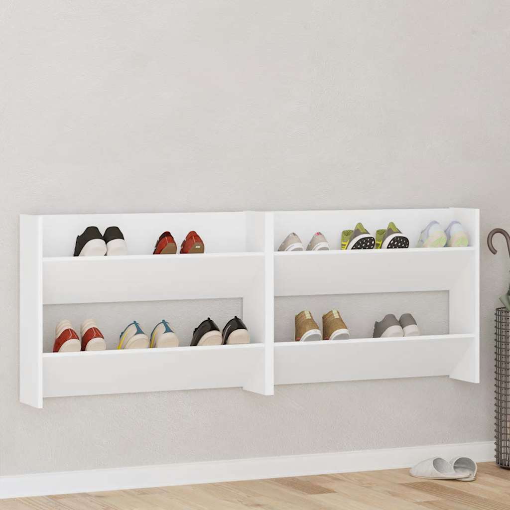 Vidaxx zapateros de pared 2 piezas aglomerado blanco 80x18x60 cm