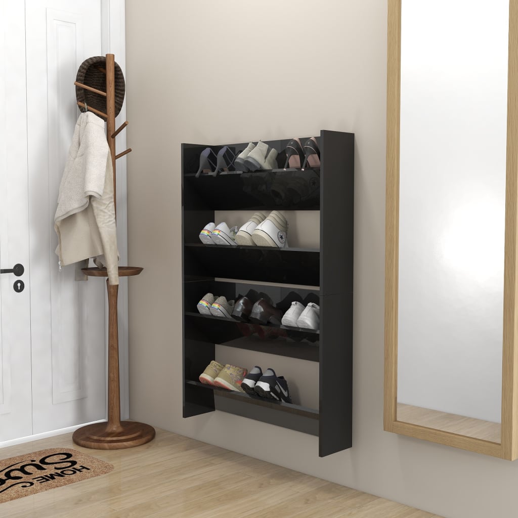 Vidaxl Wall Shoe Armates 2 St 80x18x60 cm in legno alto nero