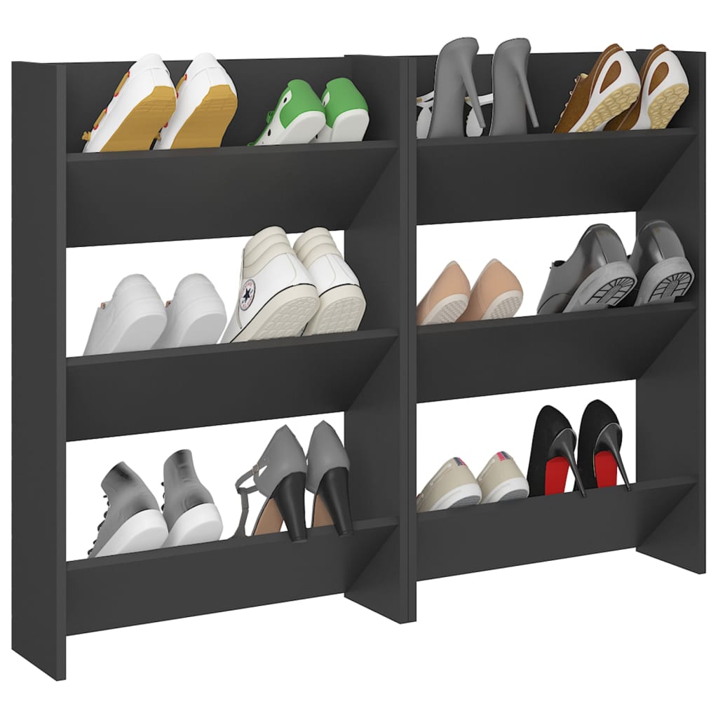 Vidaxl Wall Shoe Armates 2 PCS 60x18x90 cm grigio in legno elaborato