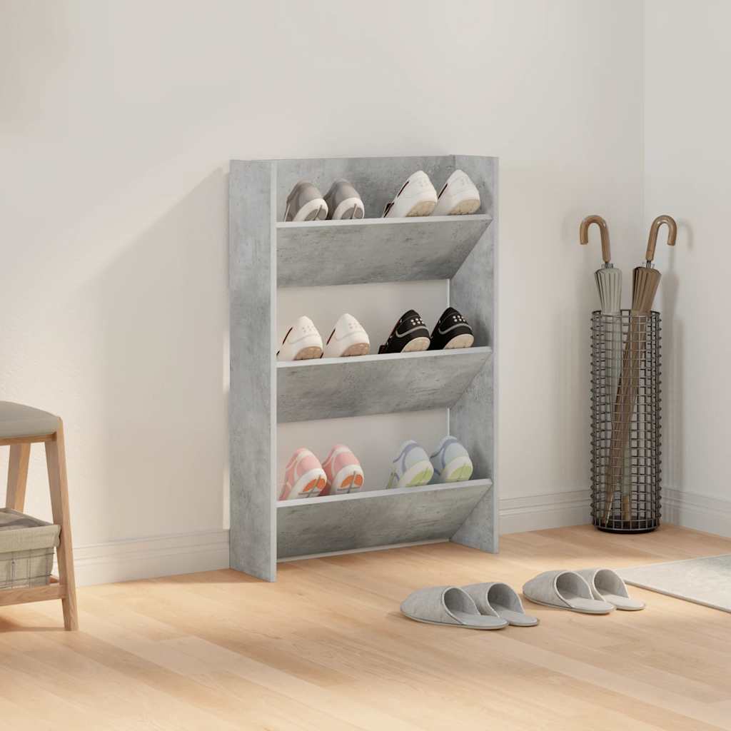 Scarpiera da parete Vidaxx 60x18x90 cm in truciolare grigio cemento