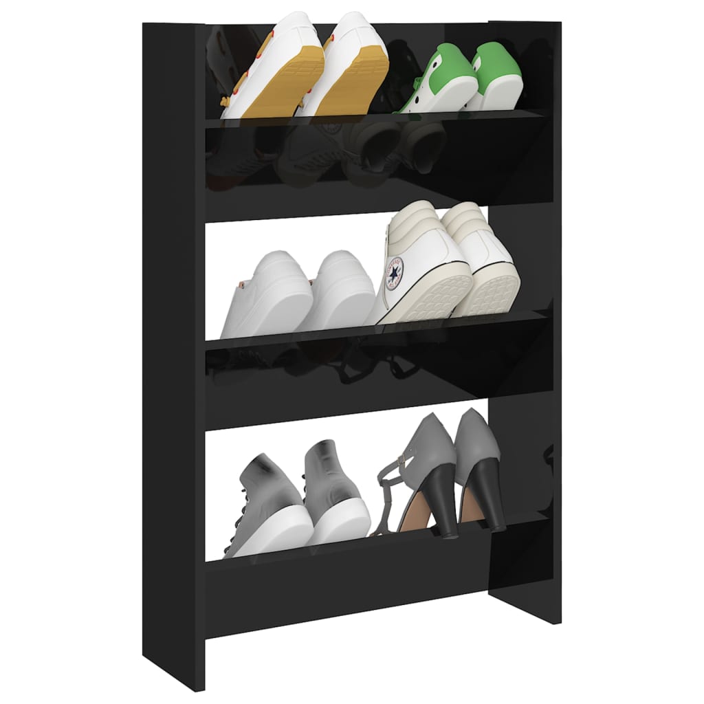 Armadio da scarpe a parete Vidaxl 60x18x90 cm in legno di legno nero