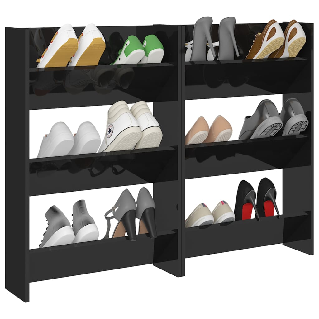 Vidaxl Wall Shoe Armates 2 St 60x18x90 cm in legno alto nero