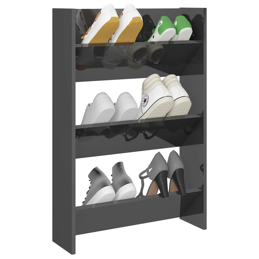 Armadio da scarpe a parete Vidaxl 60x18x90 cm Properpata in legno grigio lucido