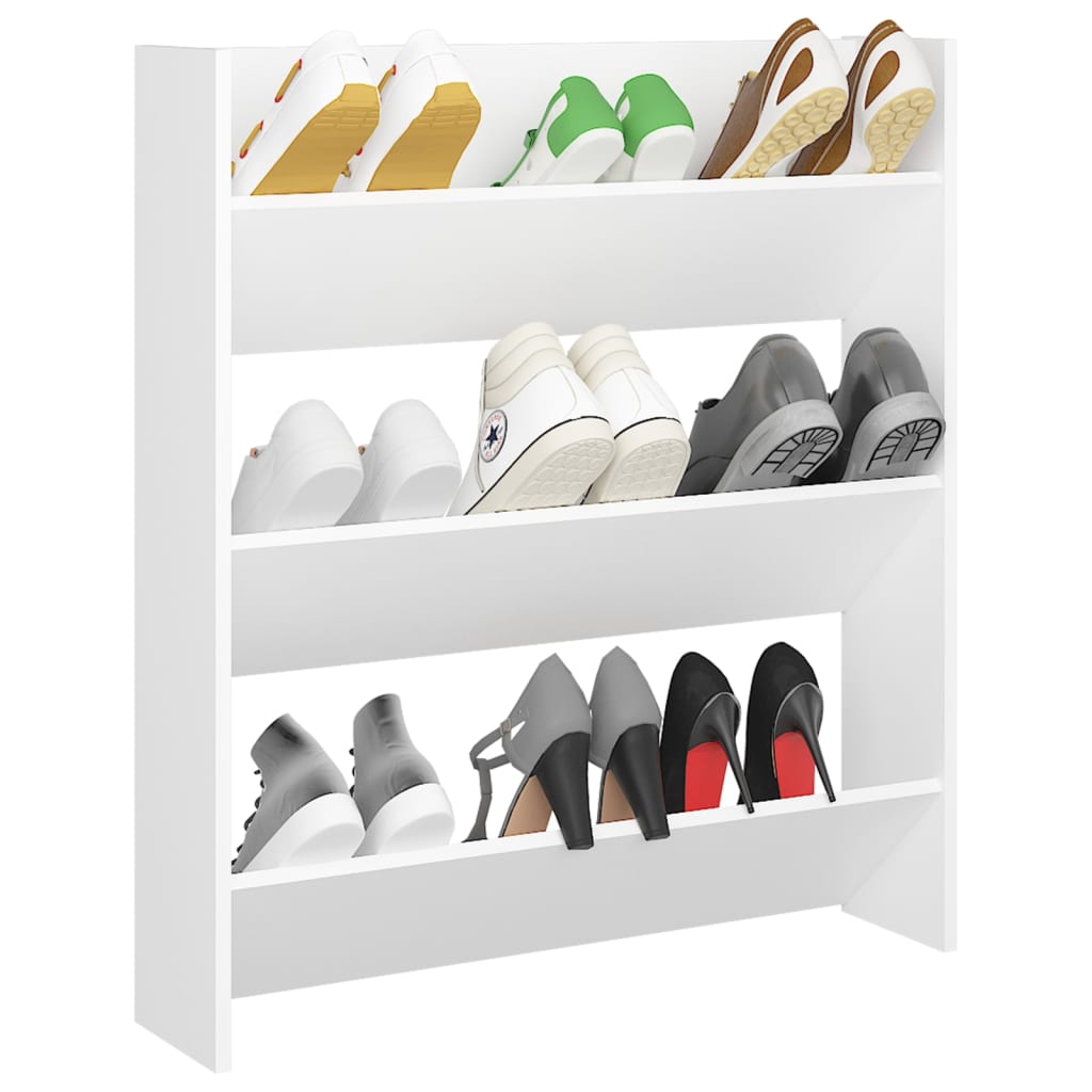 Gabinete de zapato de pared de Vidaxl 80x18x90 cm de madera propiedad de blanco