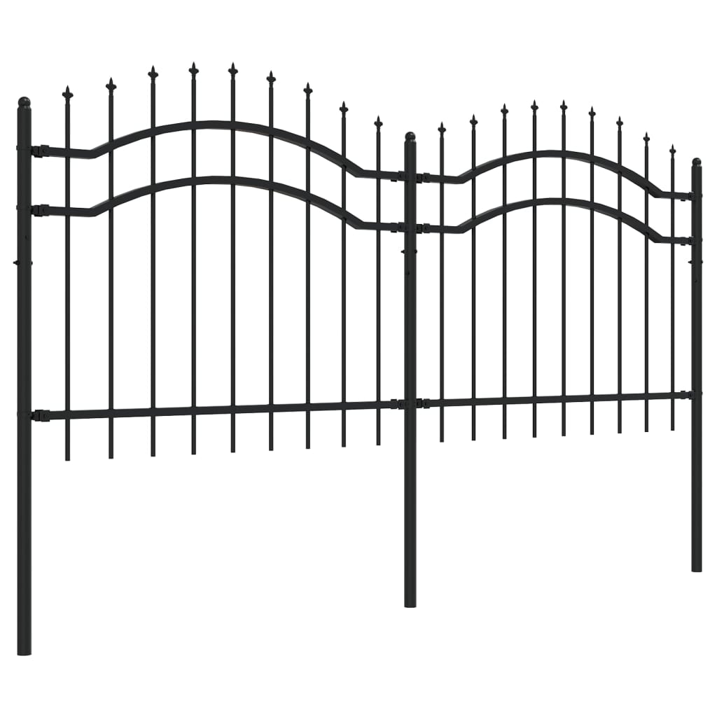 Vidaxl Garden Fence con puntos de espíritu de 140 cm en polvo de acero cubierto de negro