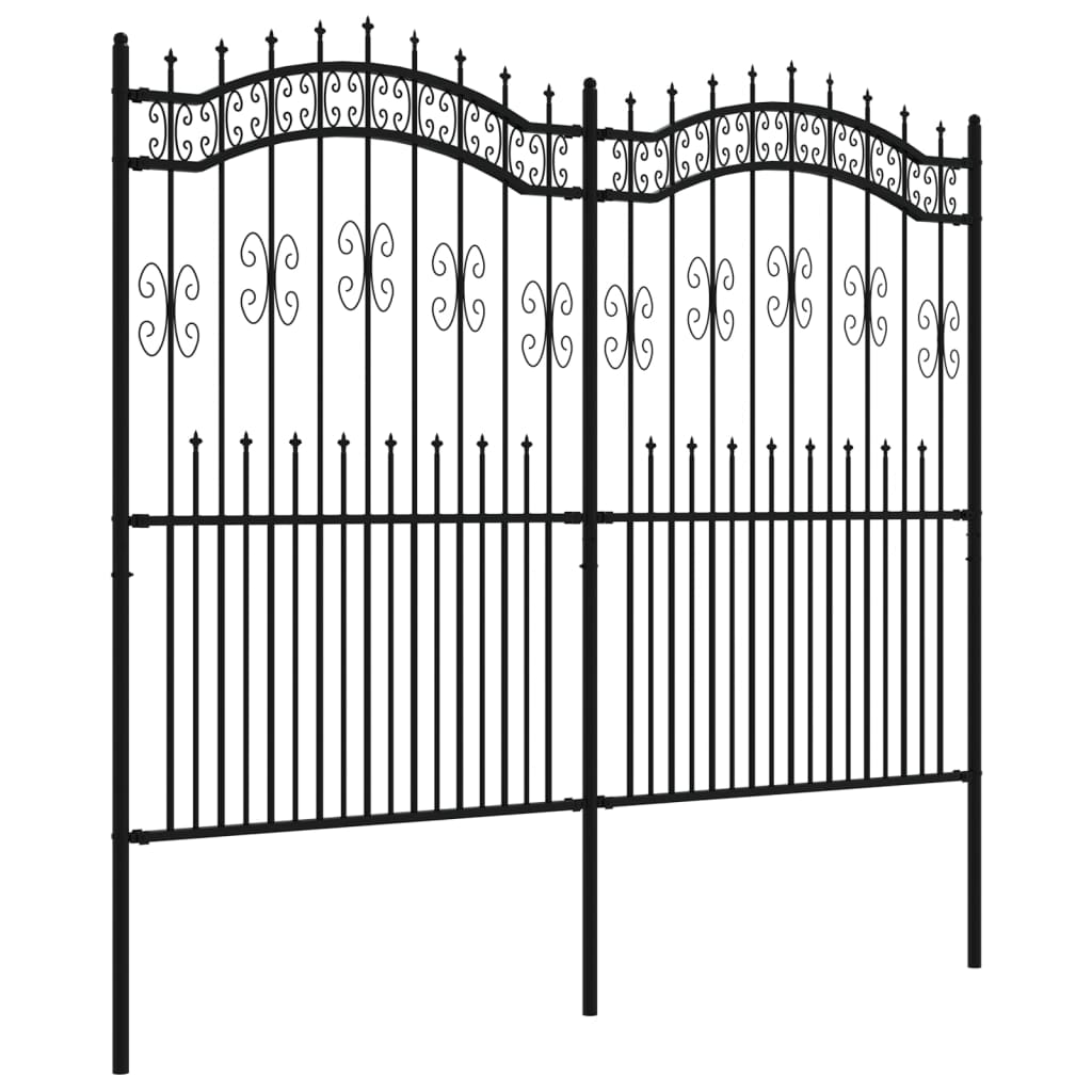 Vidaxl Garden Fence con puntos de espíritu 222 cm Polvo de acero con recubrimiento negro
