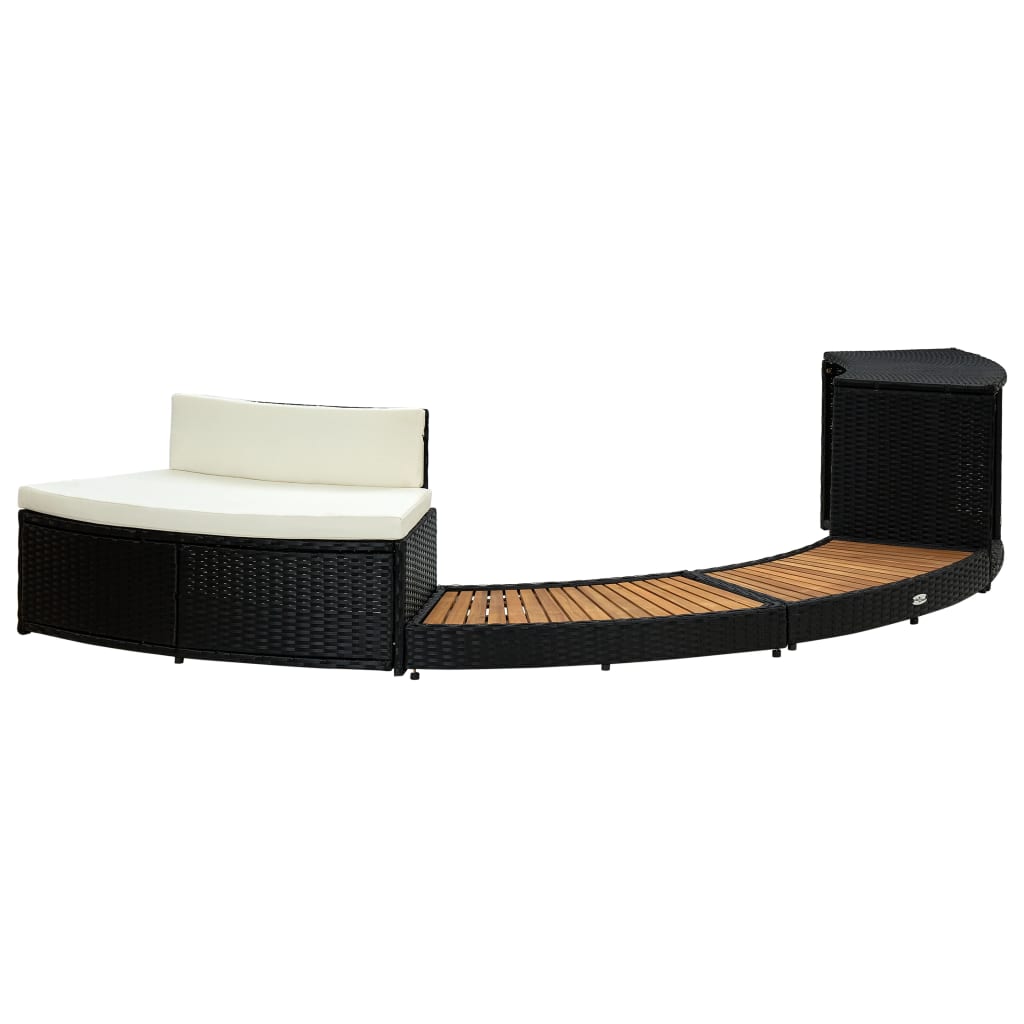 Vidaxl spa-bombouw poly rattan e acaciahout solido nero