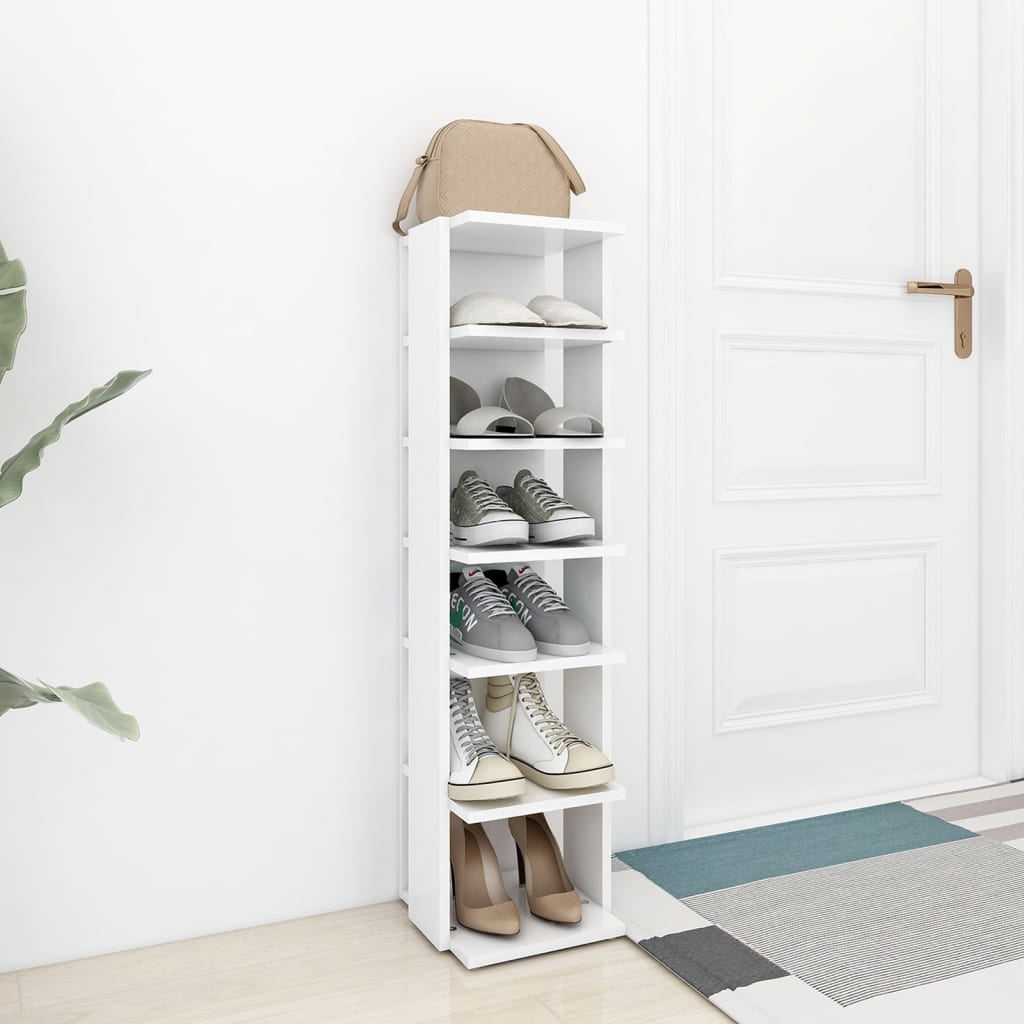 Gabinete de zapatos Vidaxl 27.5x27x102 cm de madera procesada blanca