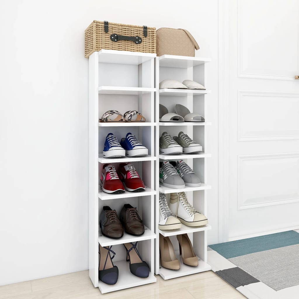 VIDAXL SCARPE IMBINALI 2 PC 27.5x27x102 cm Bianco in legno elaborato