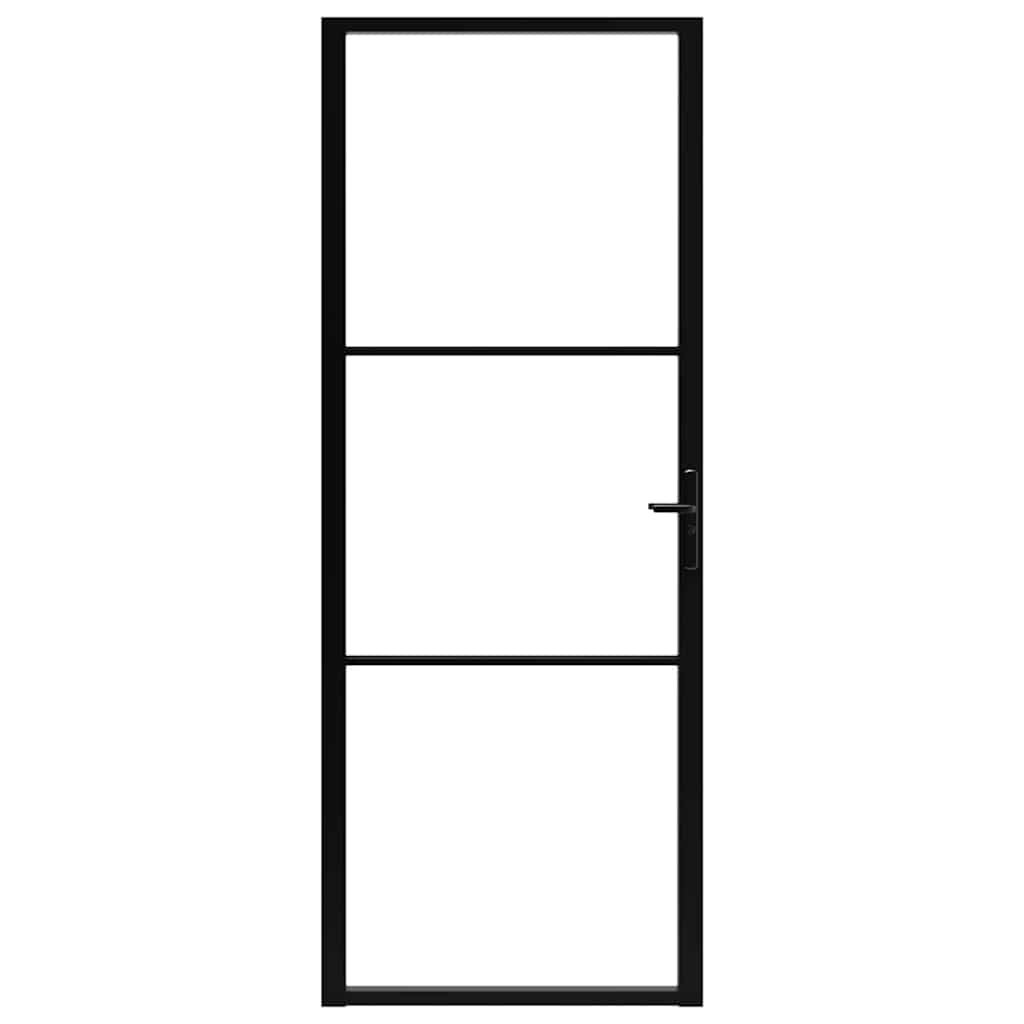 Vidaxl Porta interna 76x201,5 cm ESG vetro e nero in alluminio