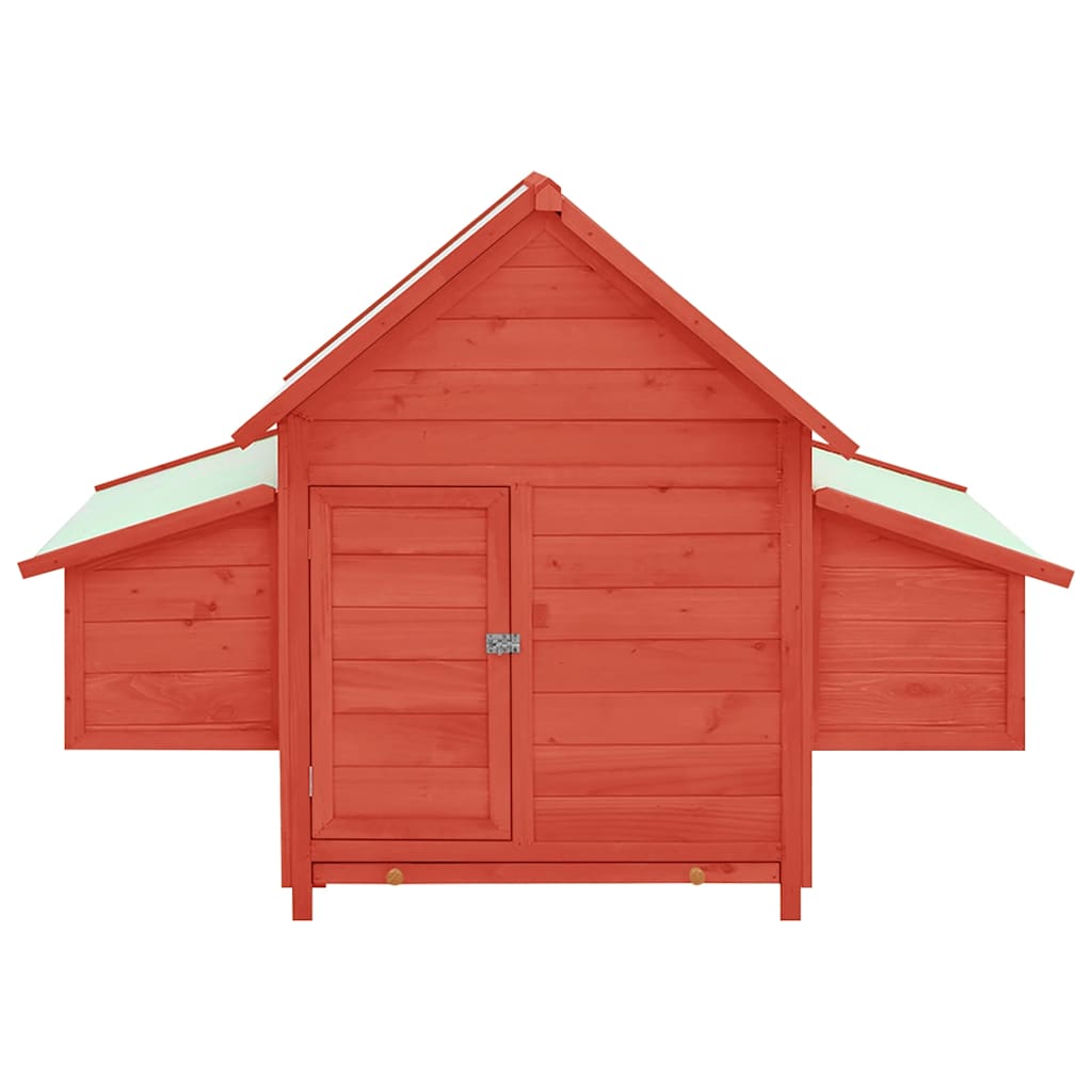 Vidaxl Chicken Coop 150x96x110 cm Pino solido rosso e bianco
