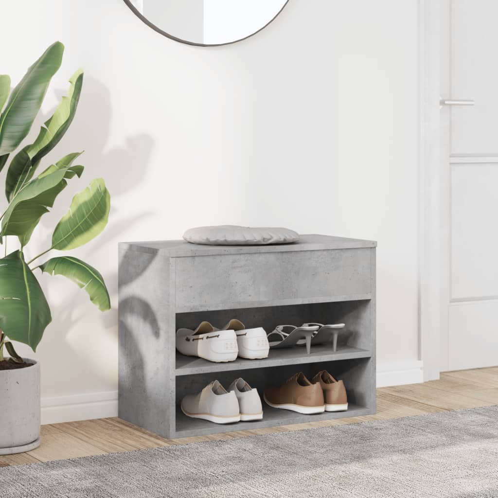 Vidaxl Shoes Bank 60x30x45 cm de madera procesada betongrijs