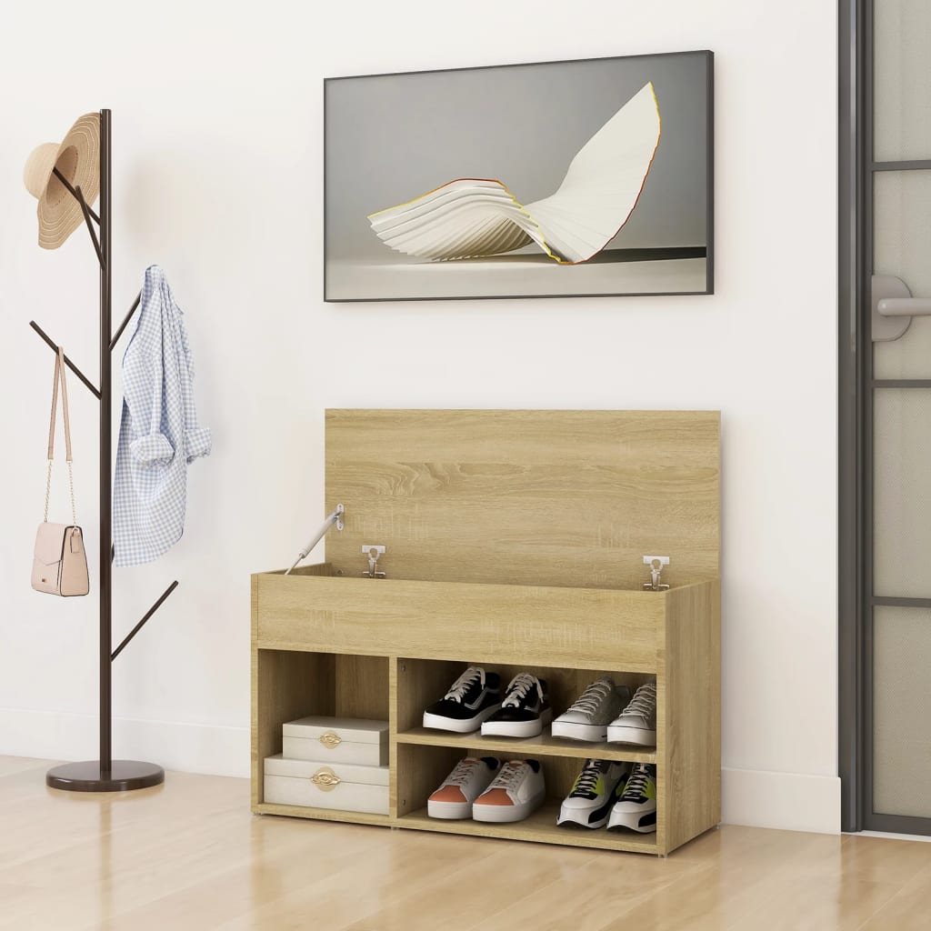Sofá de zapatos Vidaxl 80x30x45 cm de madera procesada Sonoma Oak coloreed