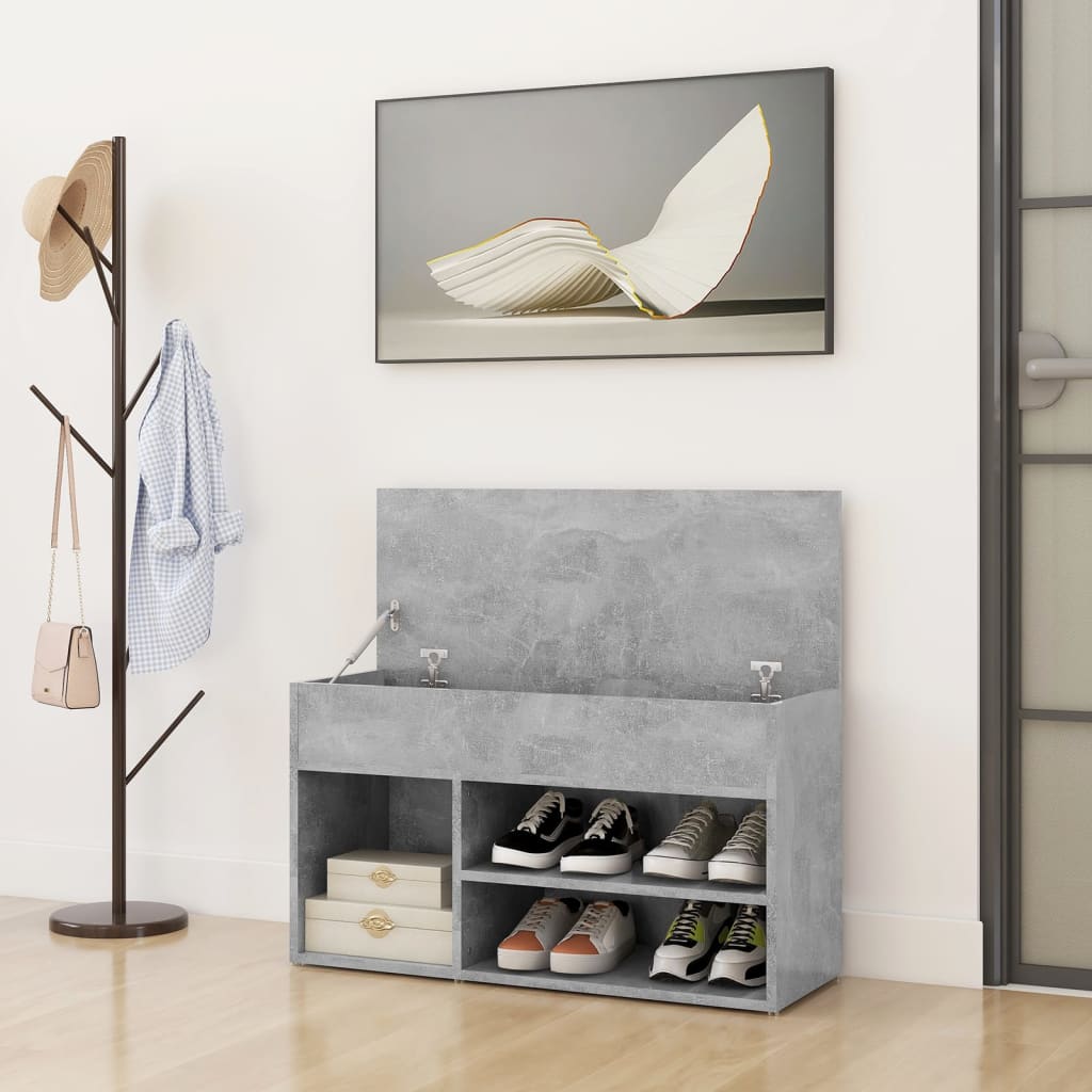Vidaxl Shoes Bank 80x30x45 cm de madera procesada betongrijs