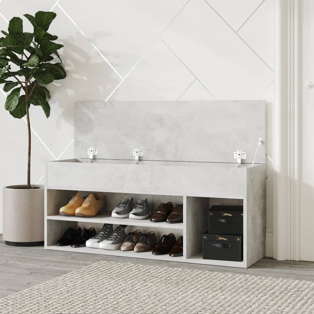 Vidaxl Shoes Bank 105x30x45 cm de madera procesada betongrijs