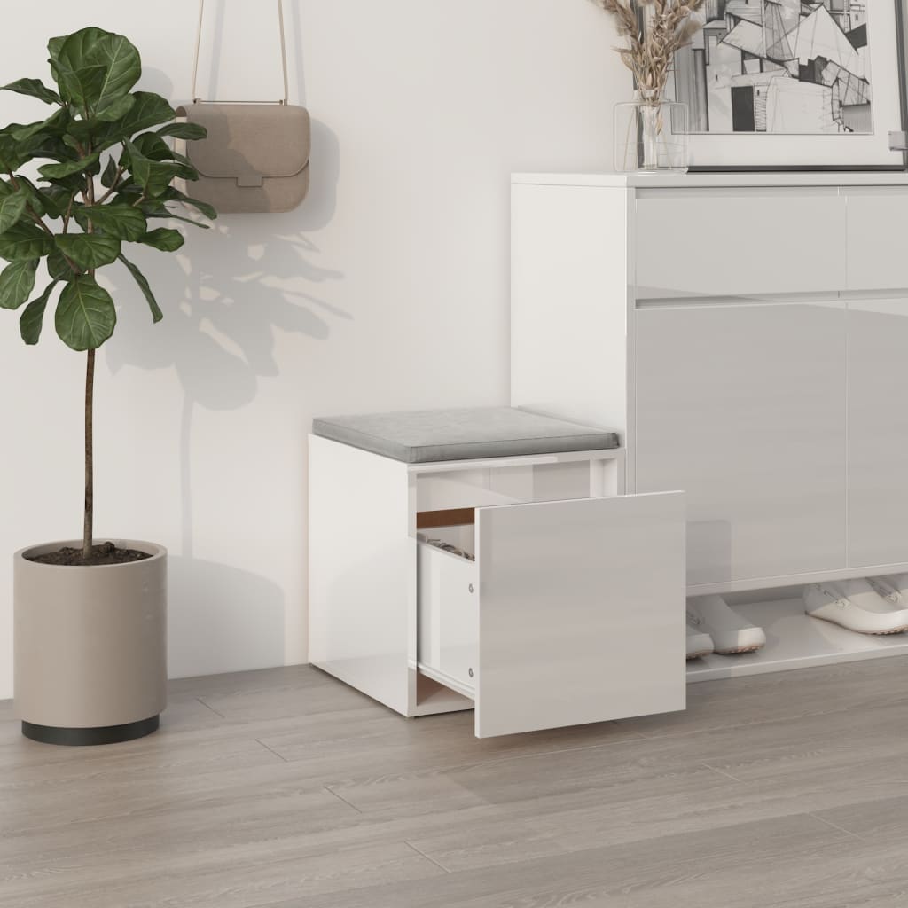 Caja de almacenamiento Vidaxl con cajón 40.5x40x40 cm de madera procesada blanca de alto brillo