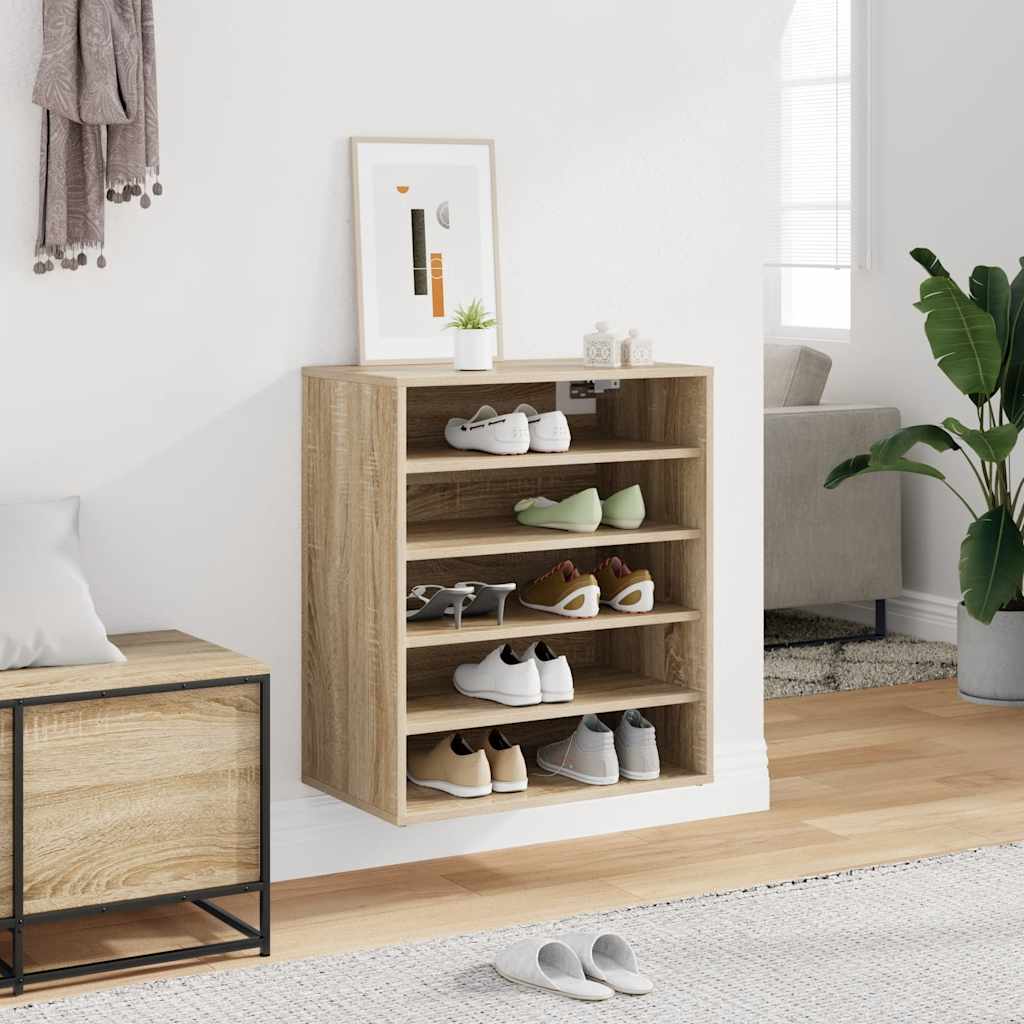 Vidaxl schoenenkast 60x35x70 cm bewerkt hout sonoma eikenkleurig
