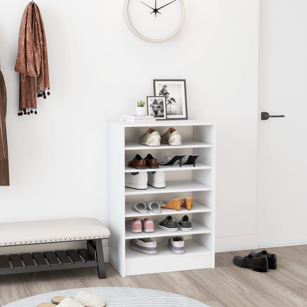 Vidaxl Cabinet da scarpe 60x35x92 cm Bianco in legno elaborato