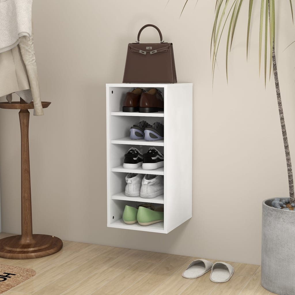 Gabinete de zapatos Vidaxl 31.5x35x70 cm de madera procesada blanca