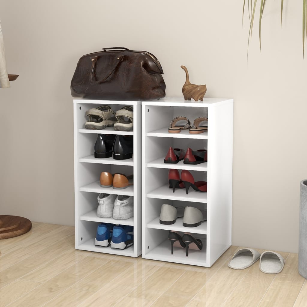 Gabinetes de zapatos Vidaxl 2 PCS 31.5x35x70 cm de madera procesada blanca