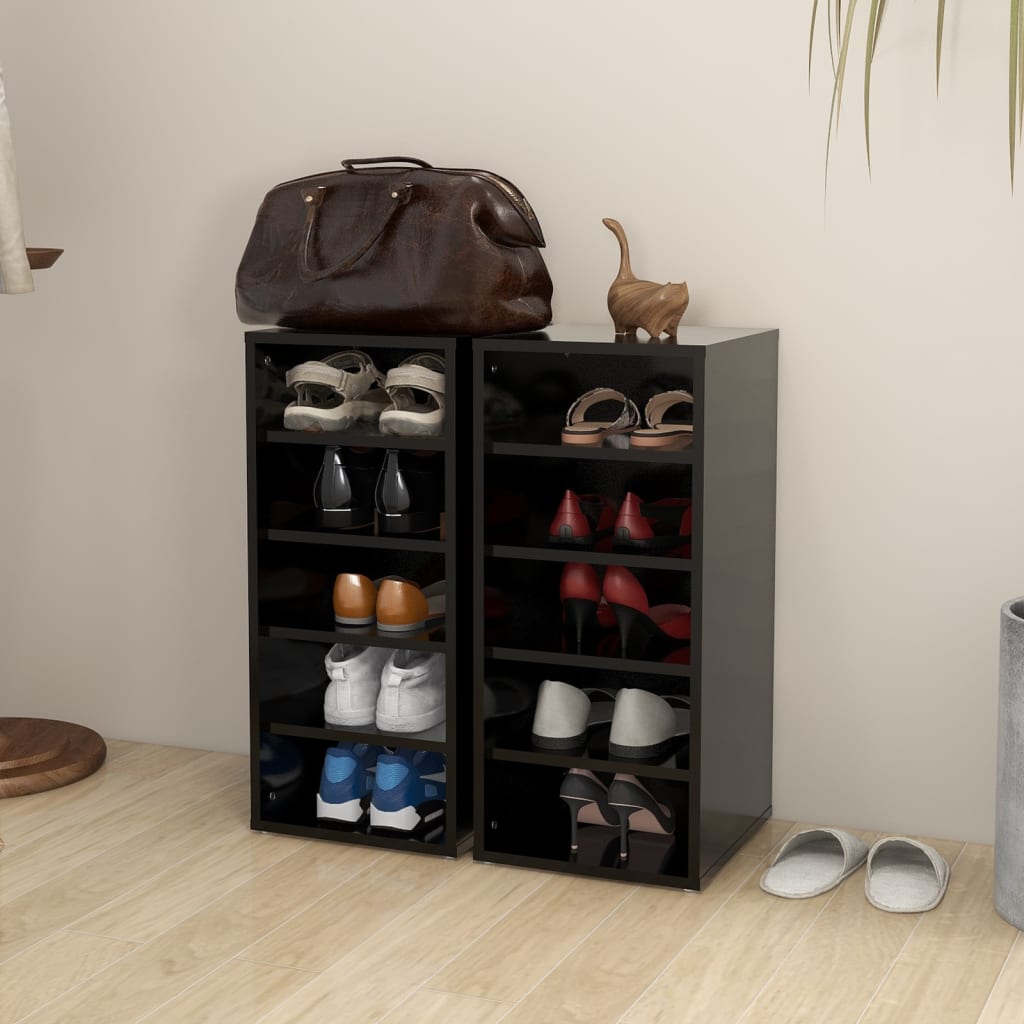 VIDAXL CABIETTI DELLA SCARPA 2 PC 31.5x35x70 cm Black in legno elaborato
